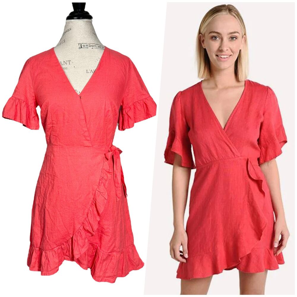 Abercrombie & Fitch Pink Ruffle Wrap Dress